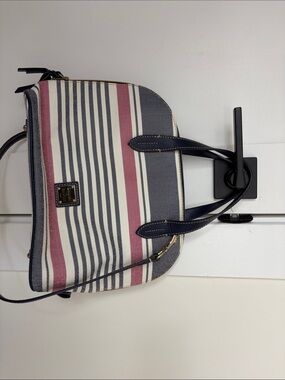 Dooney & Bourke Navy, White & Red Striped Shoulder Tote